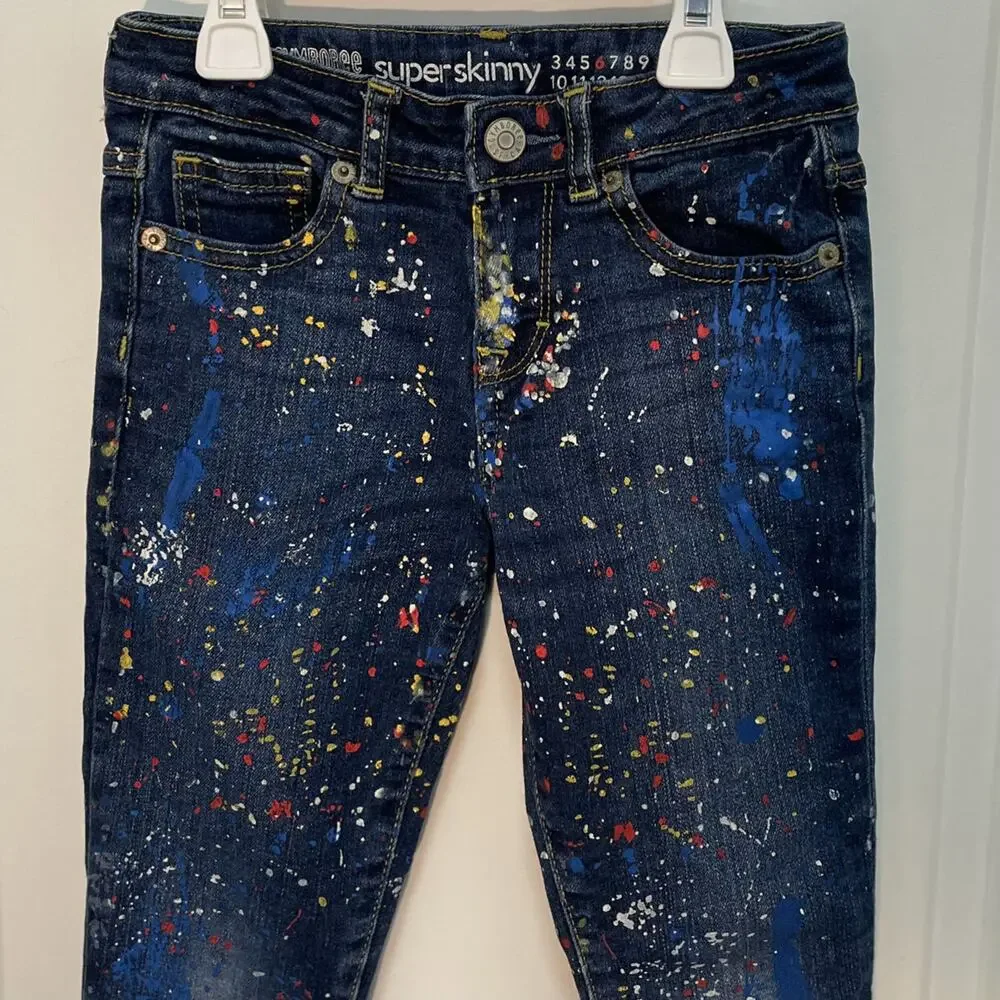 Gymboree Super Skinny Paint Splatter Jeans Size 6